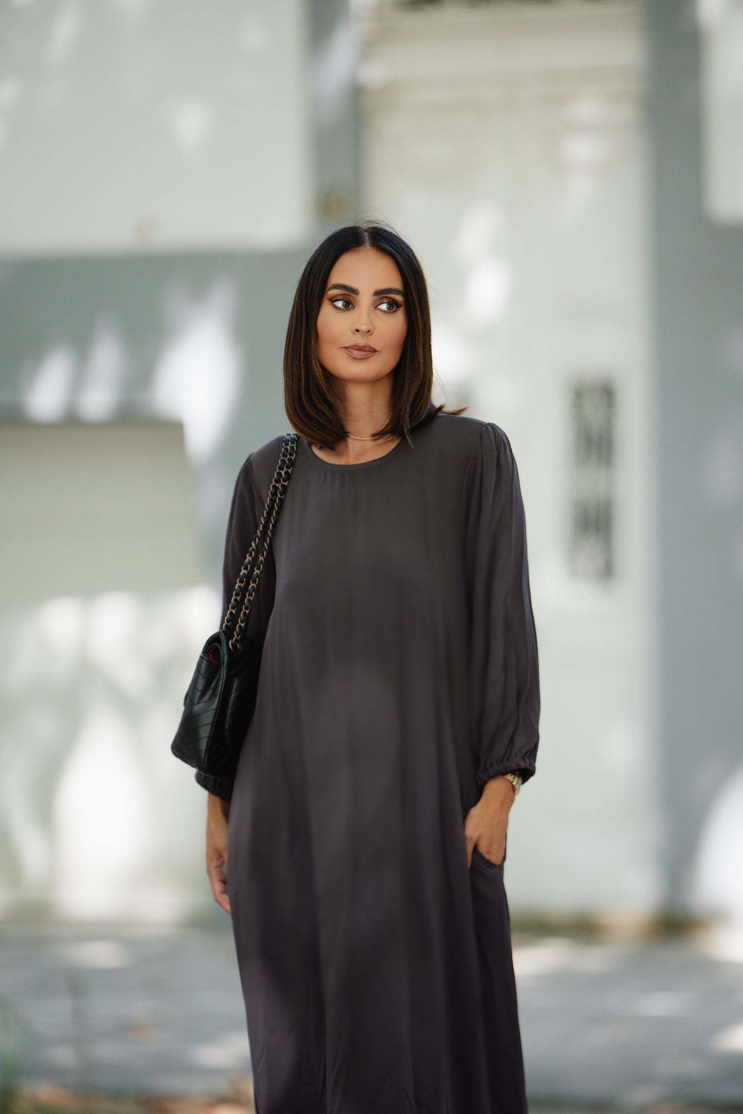 Long brown viscose dress