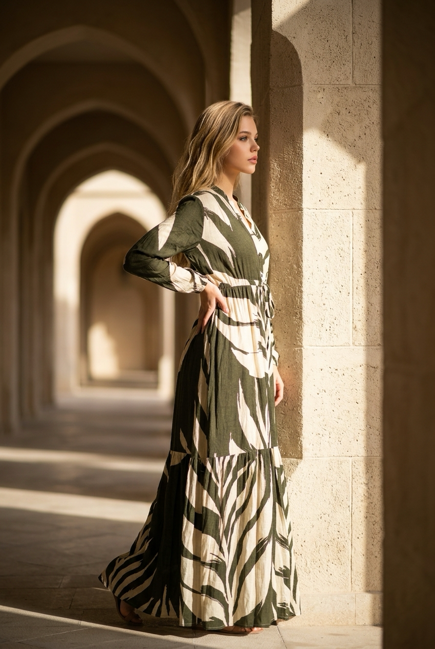 Vestido comprido estampado