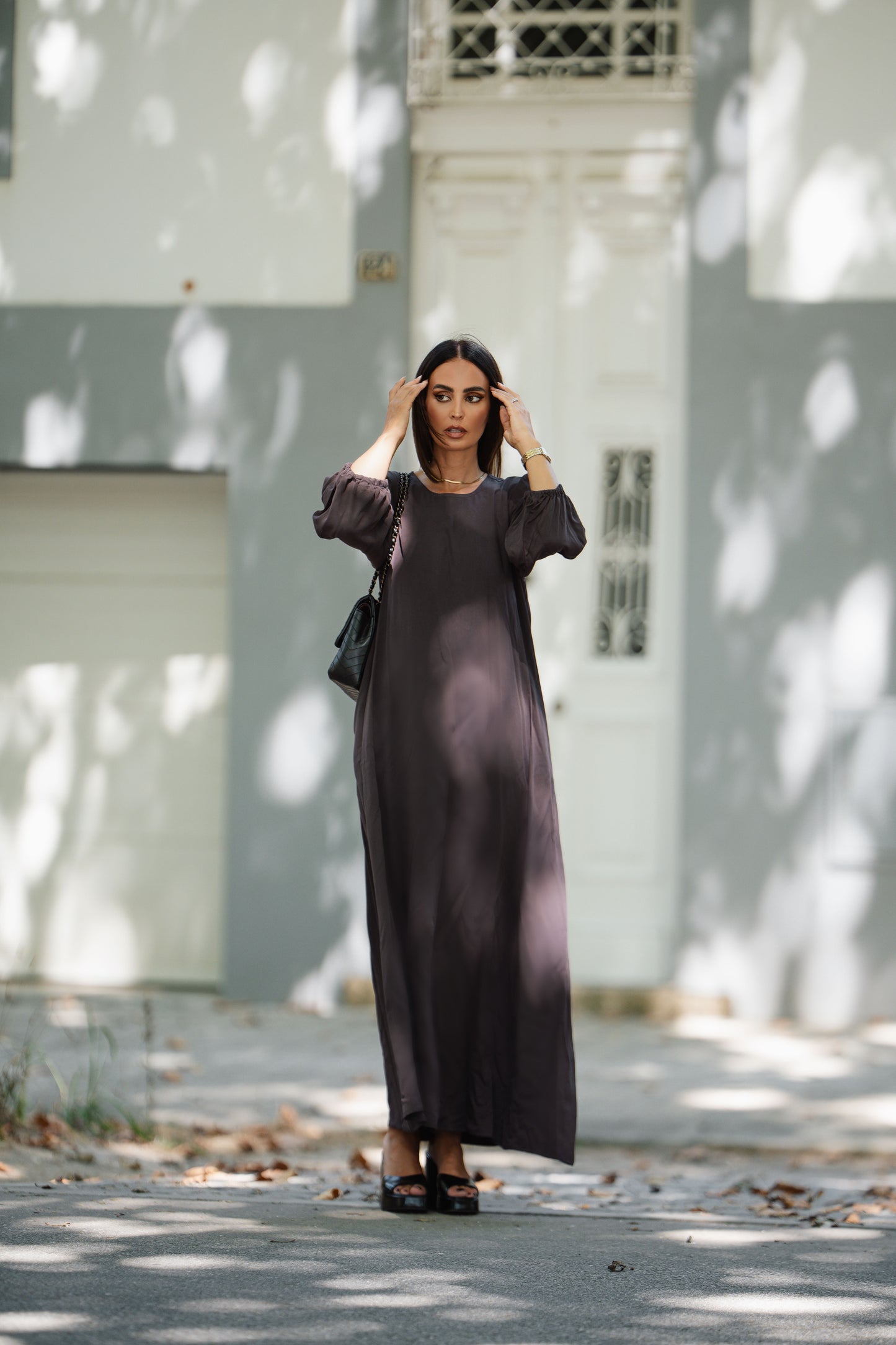Long brown viscose dress