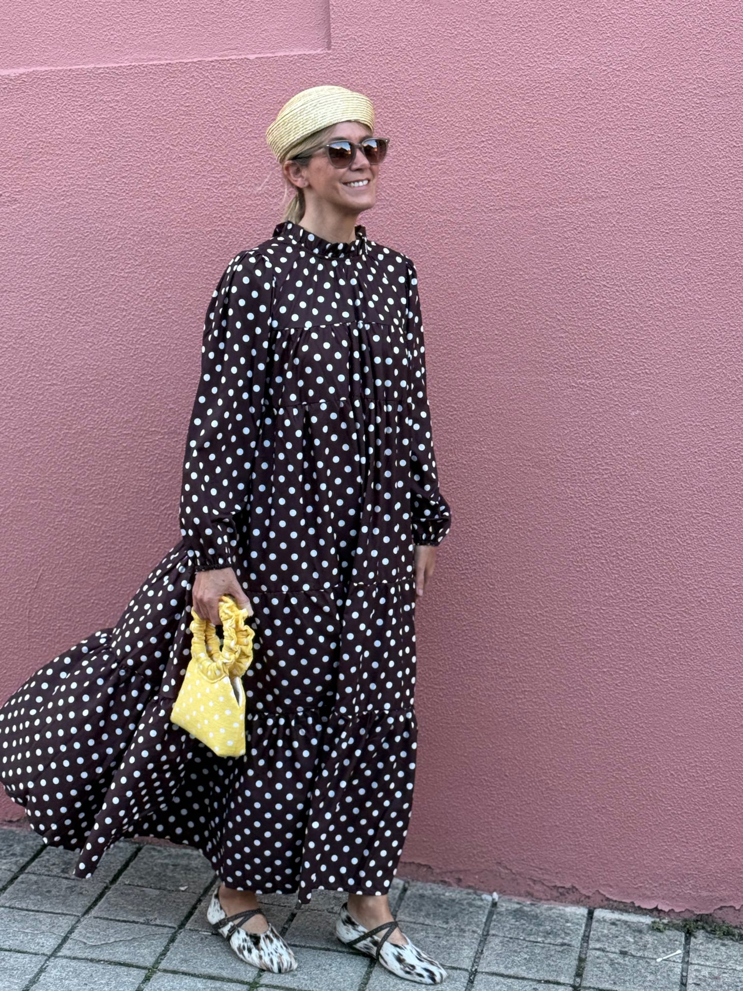 Vestido comprido com folhos