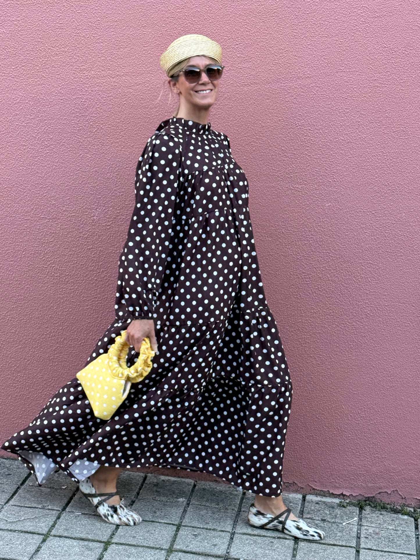 Vestido comprido com folhos