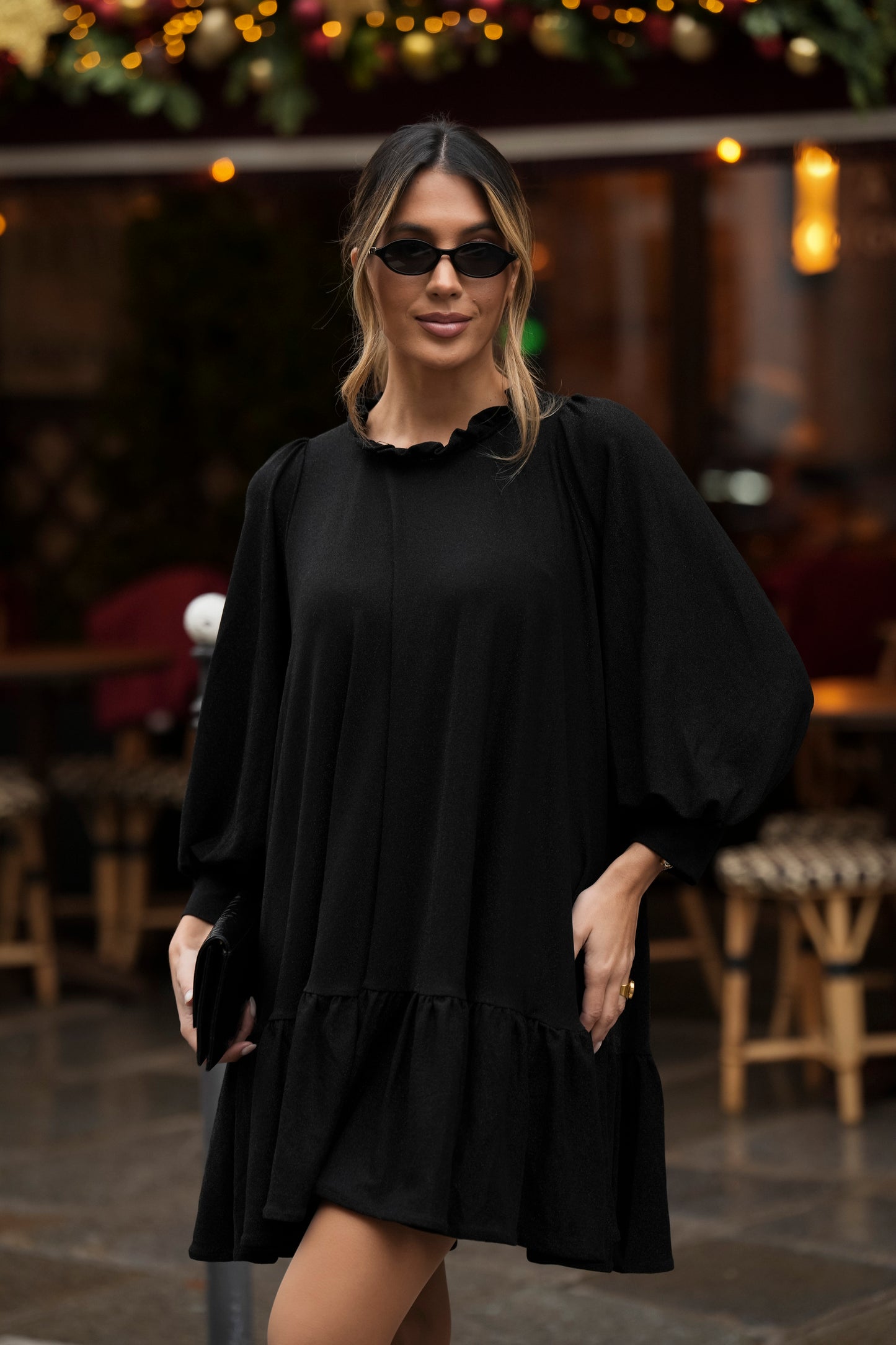 Vestido corto punto brillos