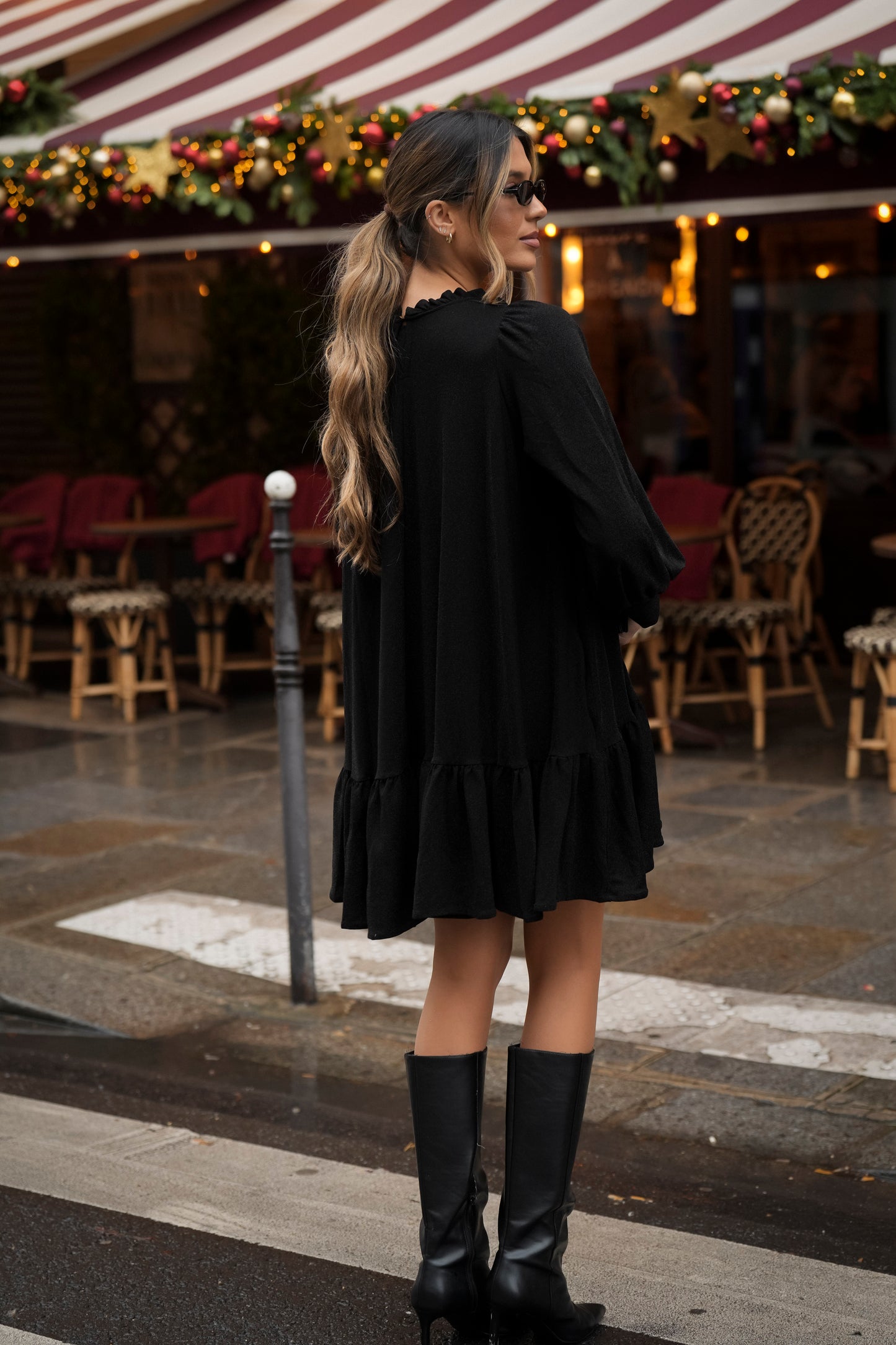 Vestido corto punto brillos