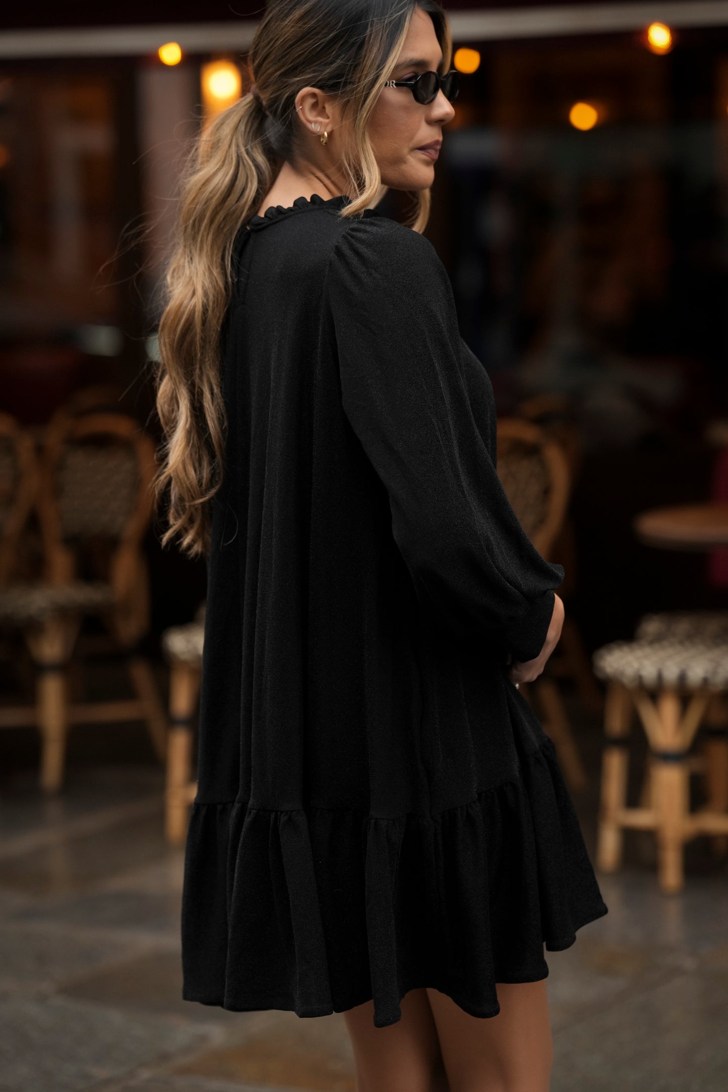 Vestido corto punto brillos