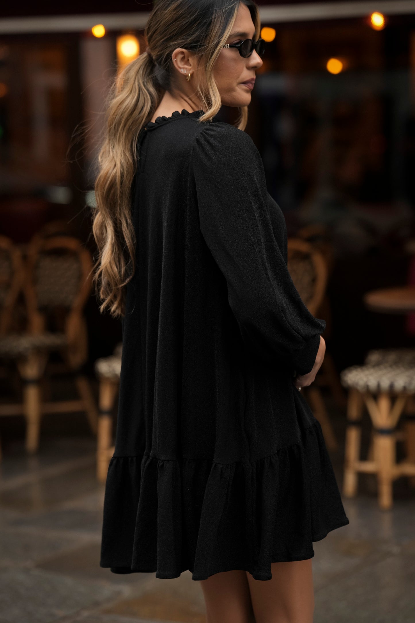 Vestido corto punto brillos