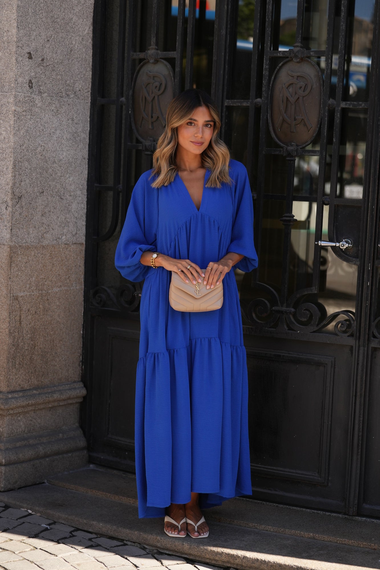 Vestido comprido azul