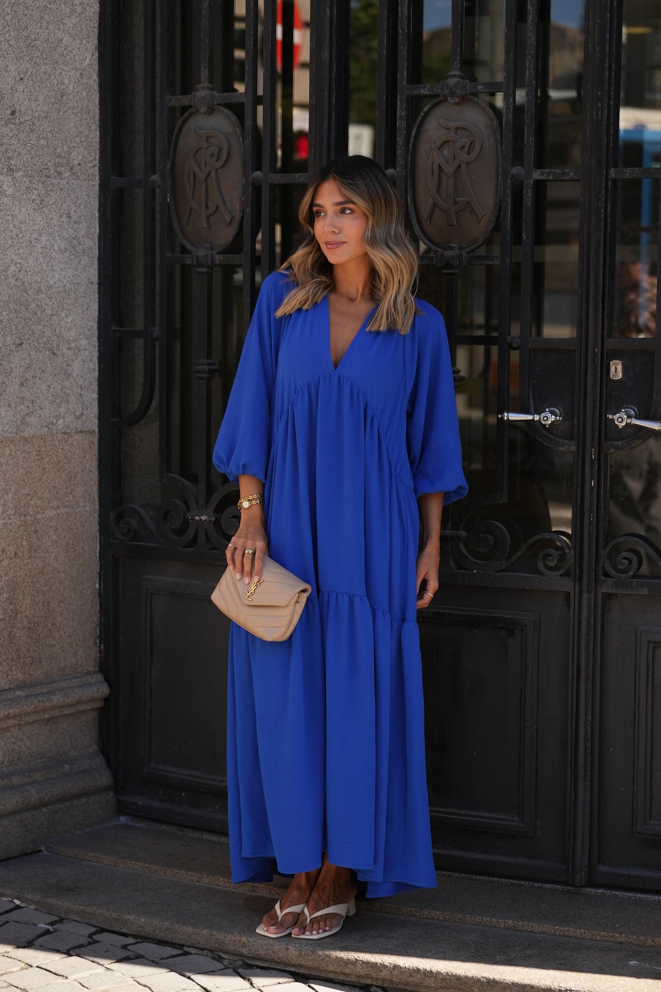 Vestido comprido azul