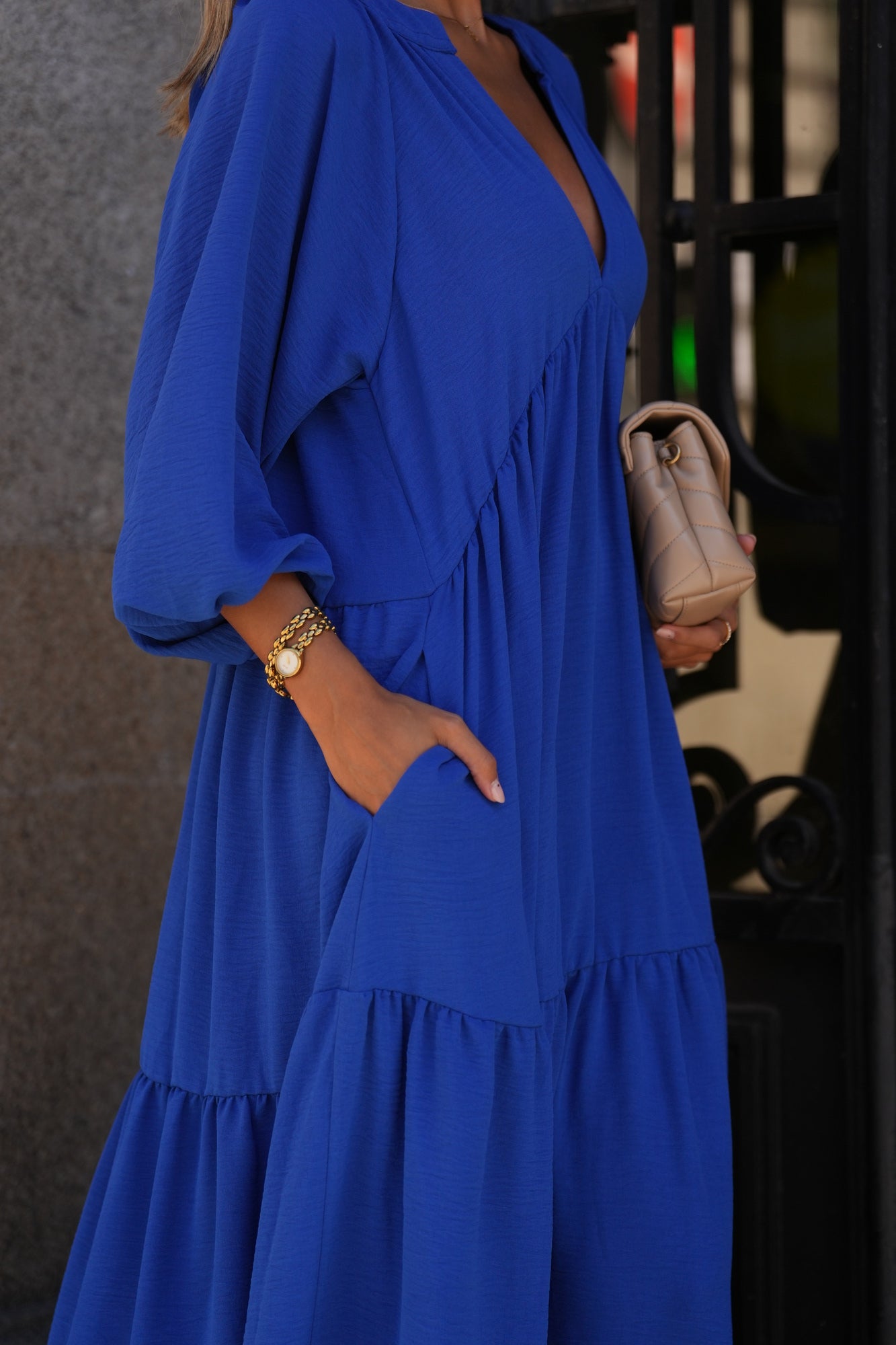Vestido comprido azul