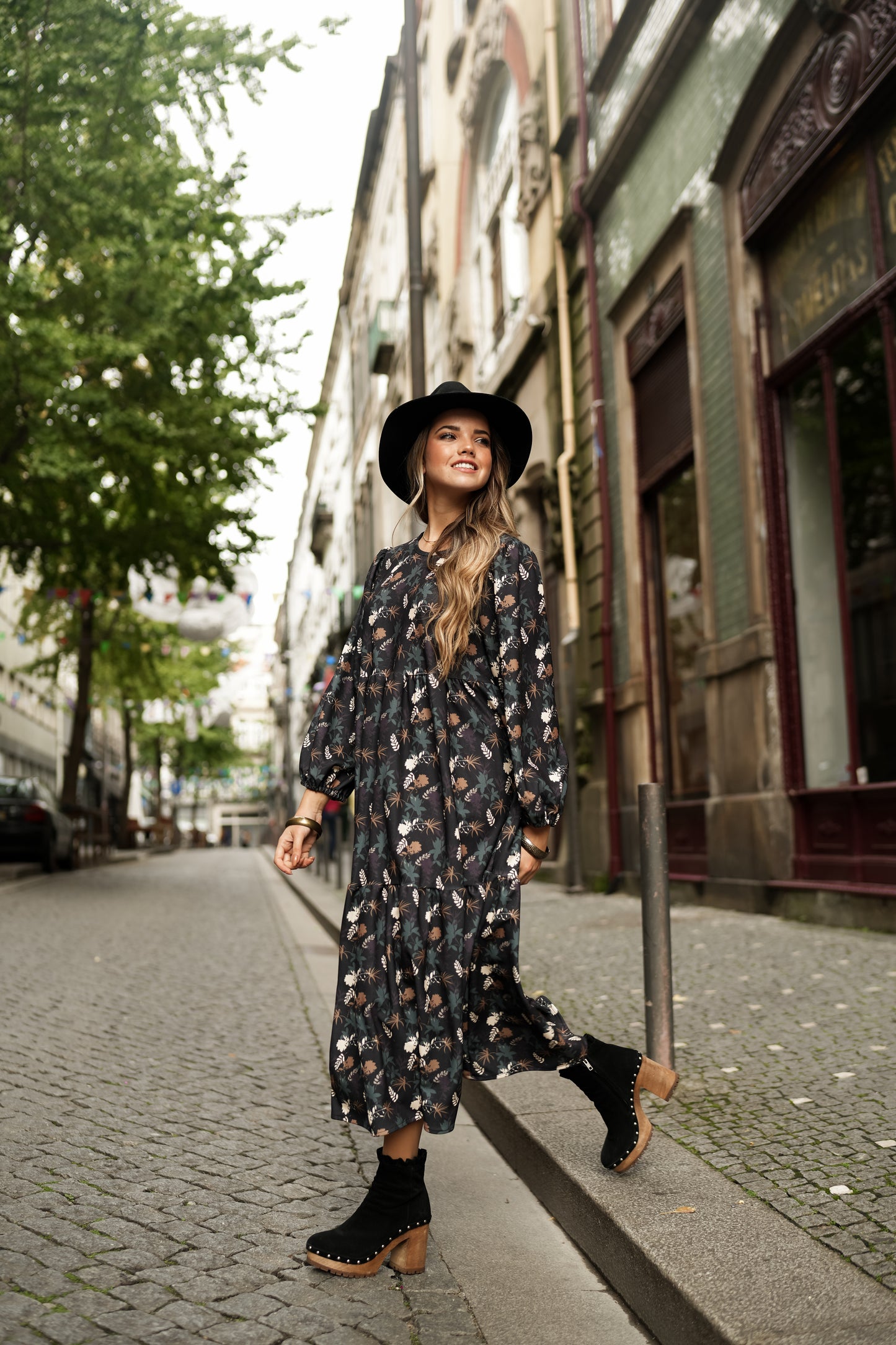 Long printed knit dress