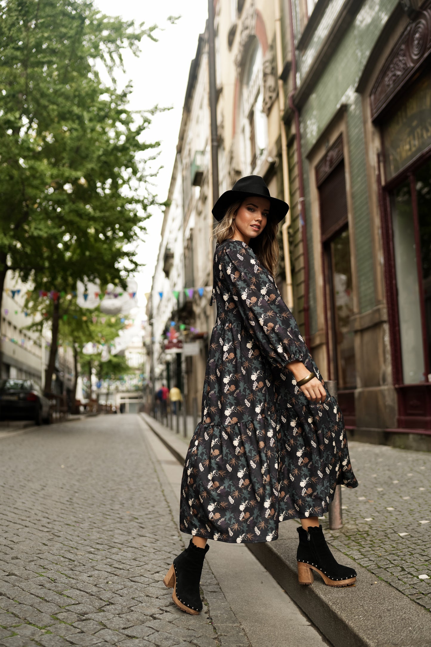 Long printed knit dress