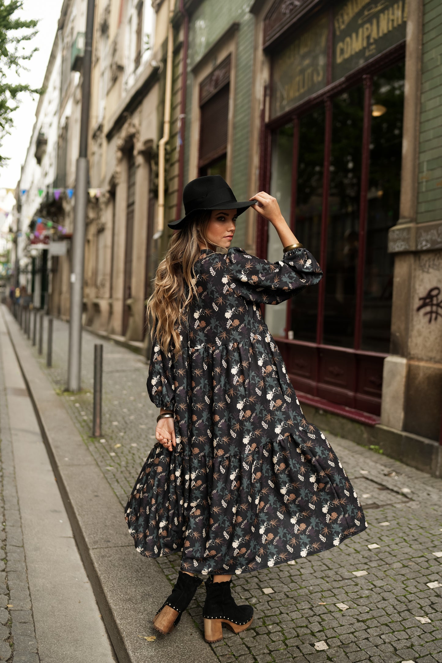 Long printed knit dress