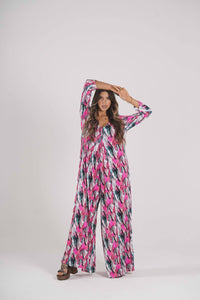 Long jumpsuit in printed knit