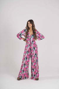 Long jumpsuit in printed knit