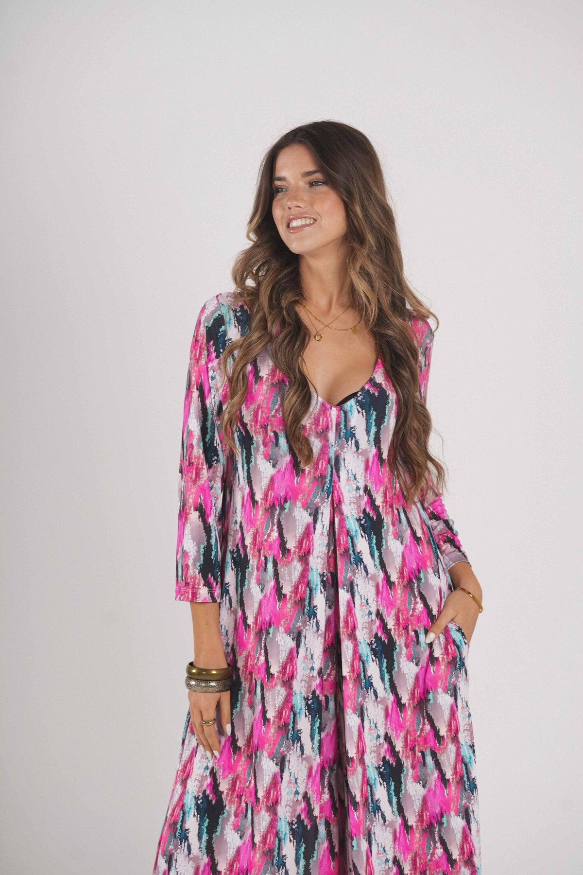 Long jumpsuit in printed knit