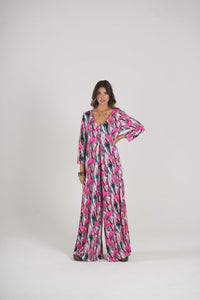 Long jumpsuit in printed knit