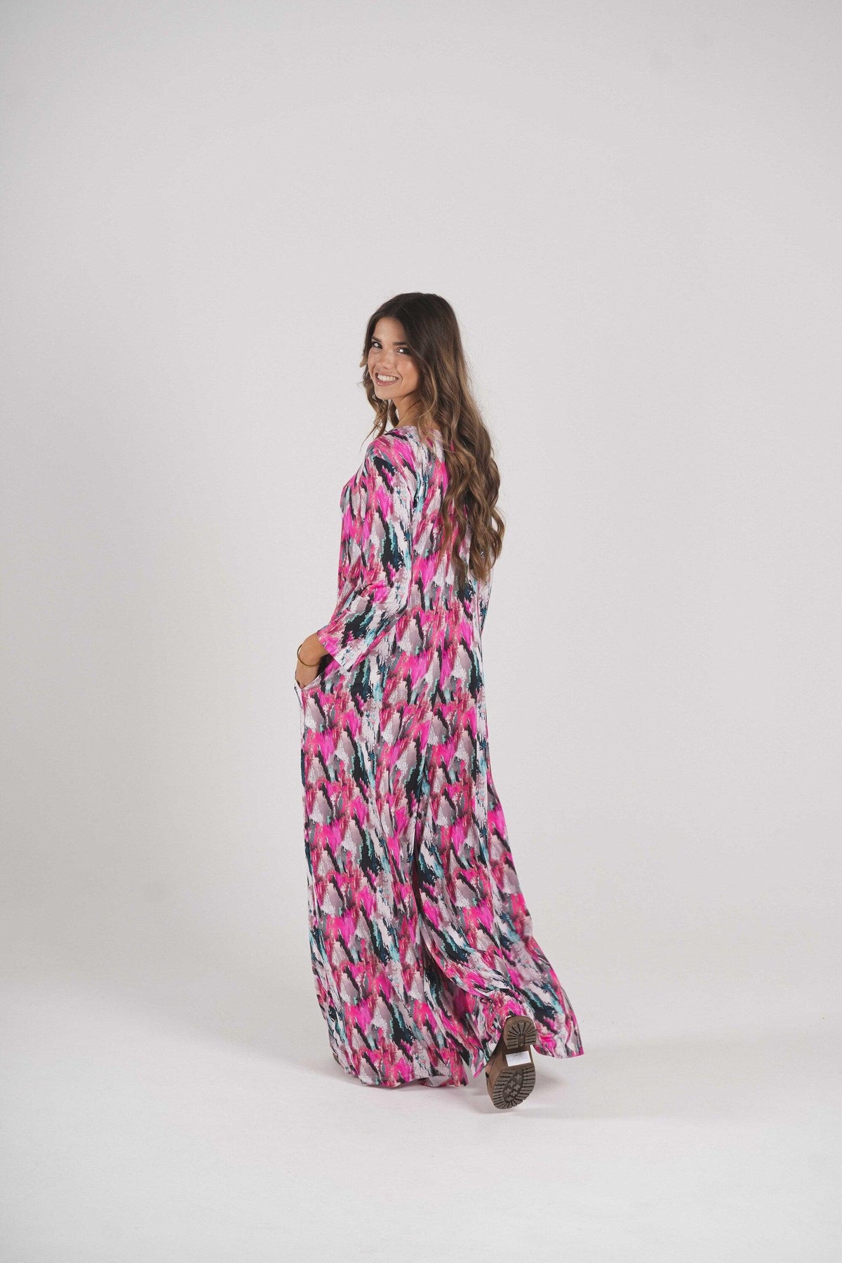 Long jumpsuit in printed knit