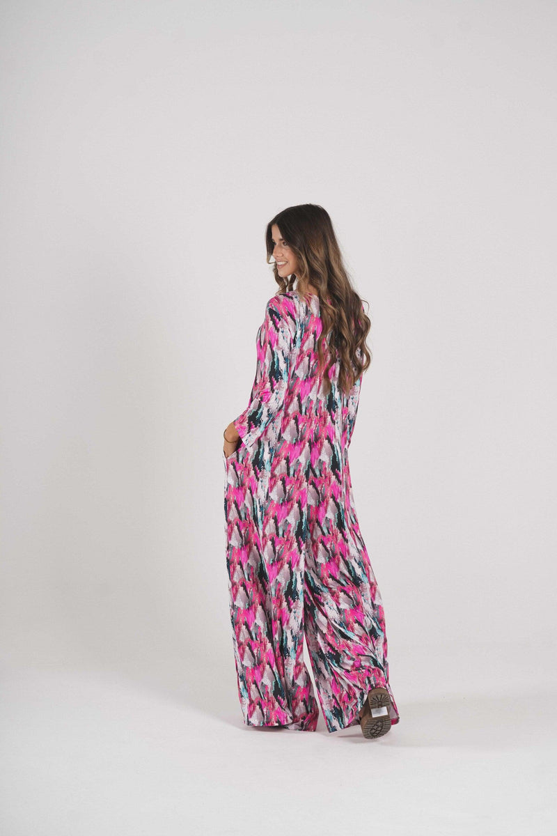 Long jumpsuit in printed knit