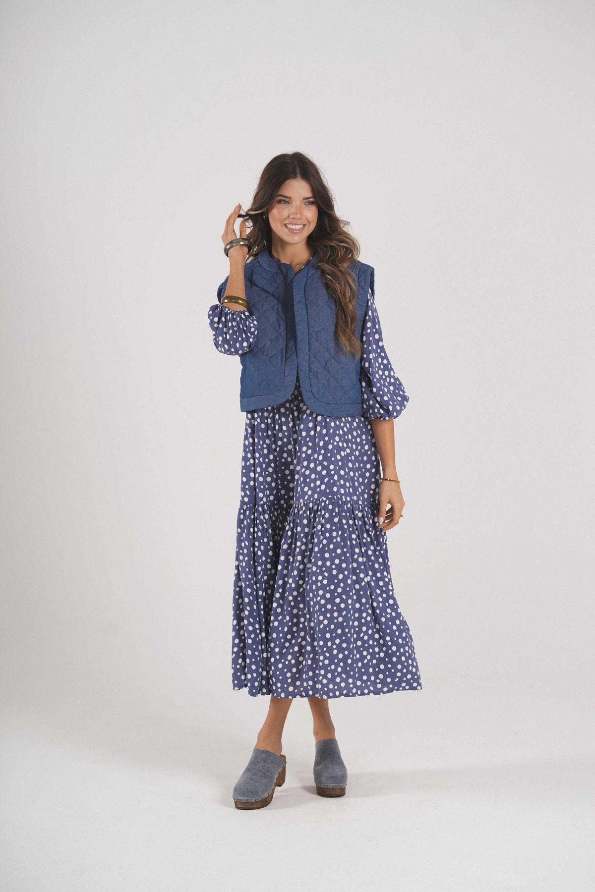 Long dress with polka dot print