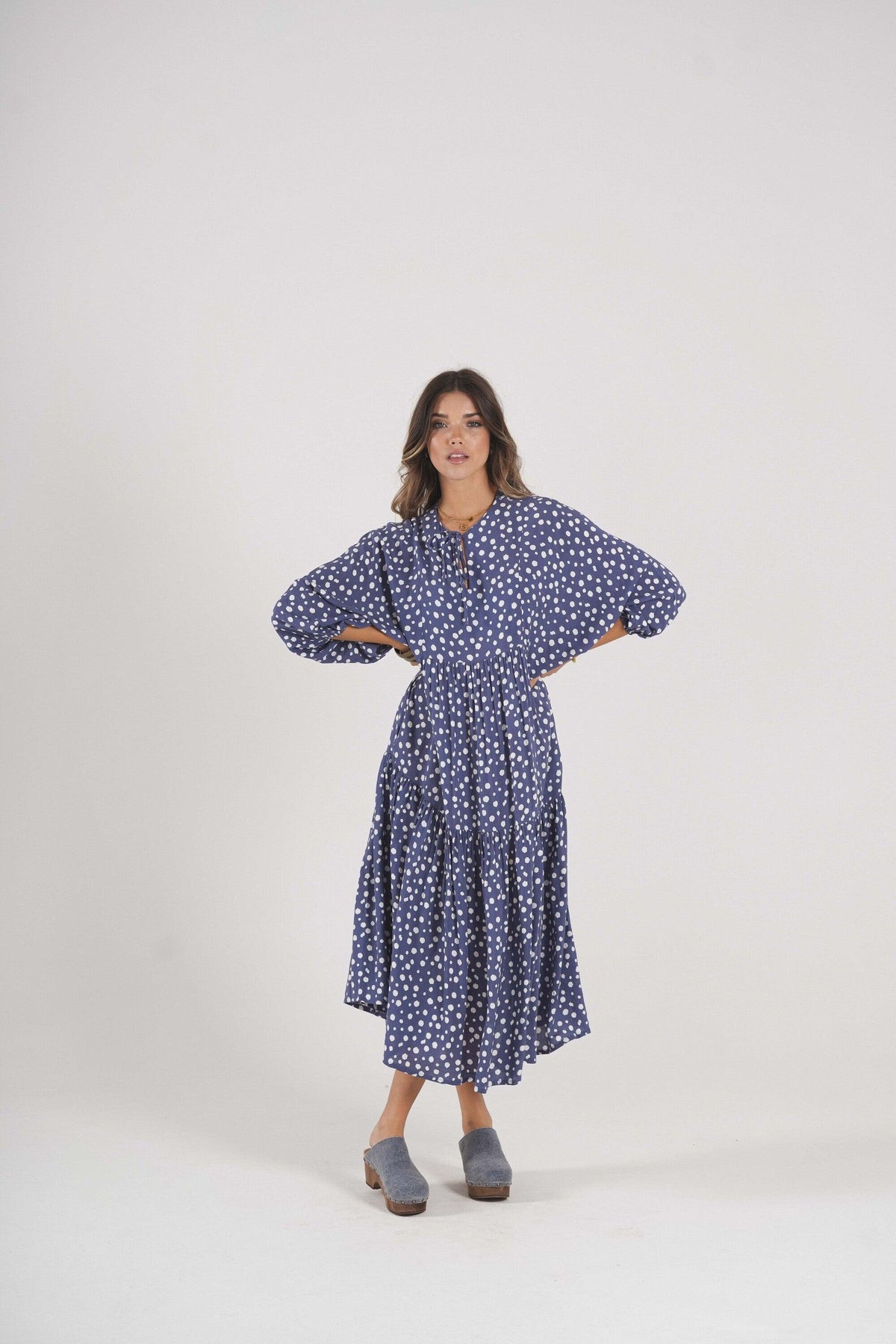 Long dress with polka dot print