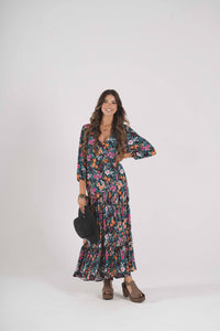 Long dress in printed knit