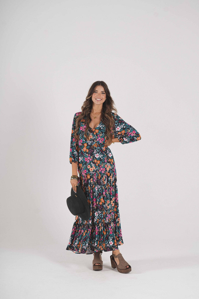 Long dress in printed knit