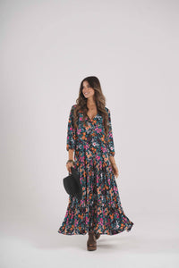 Long dress in printed knit