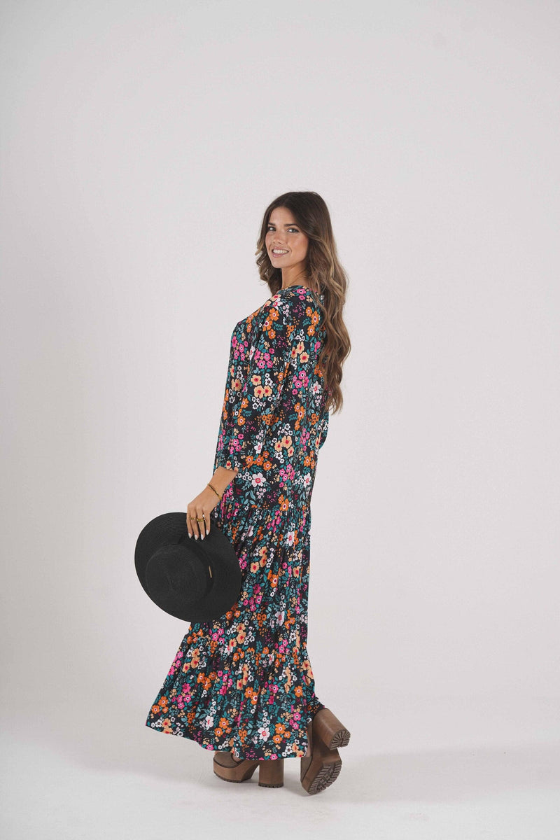 Long dress in printed knit