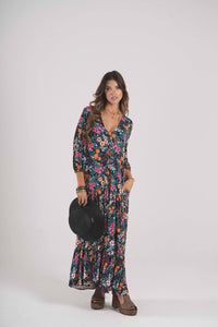 Long dress in printed knit