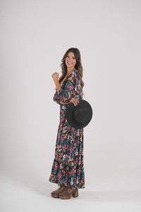 Long dress in printed knit