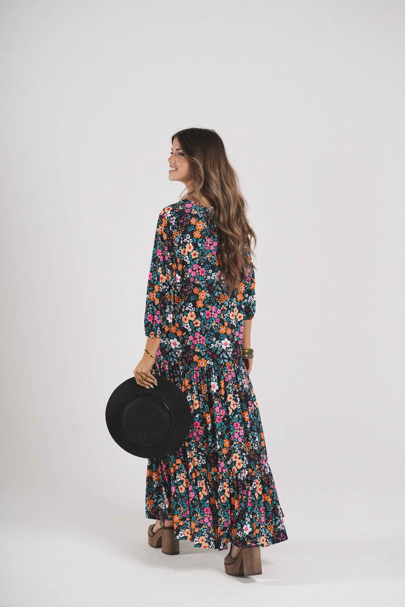 Long dress in printed knit