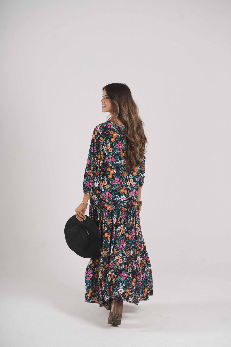 Long dress in printed knit