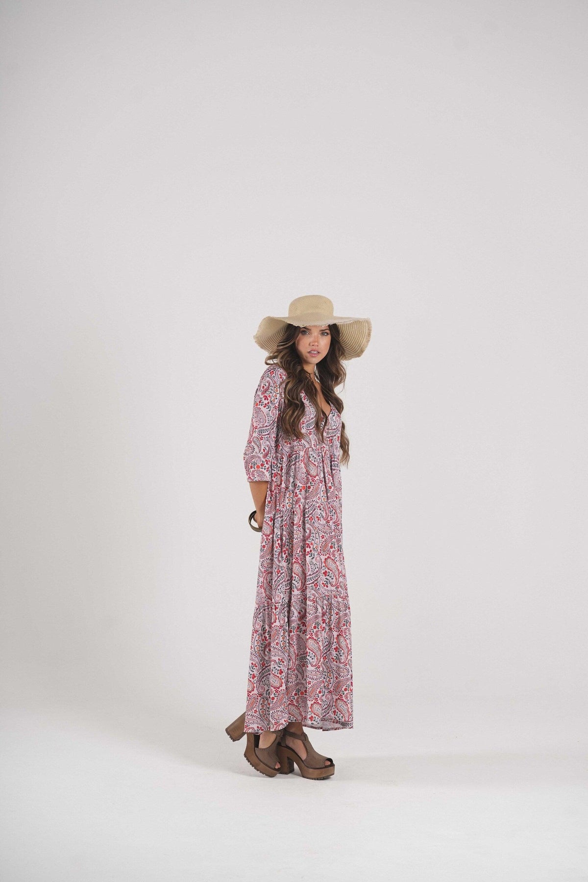 Long dress in printed knit