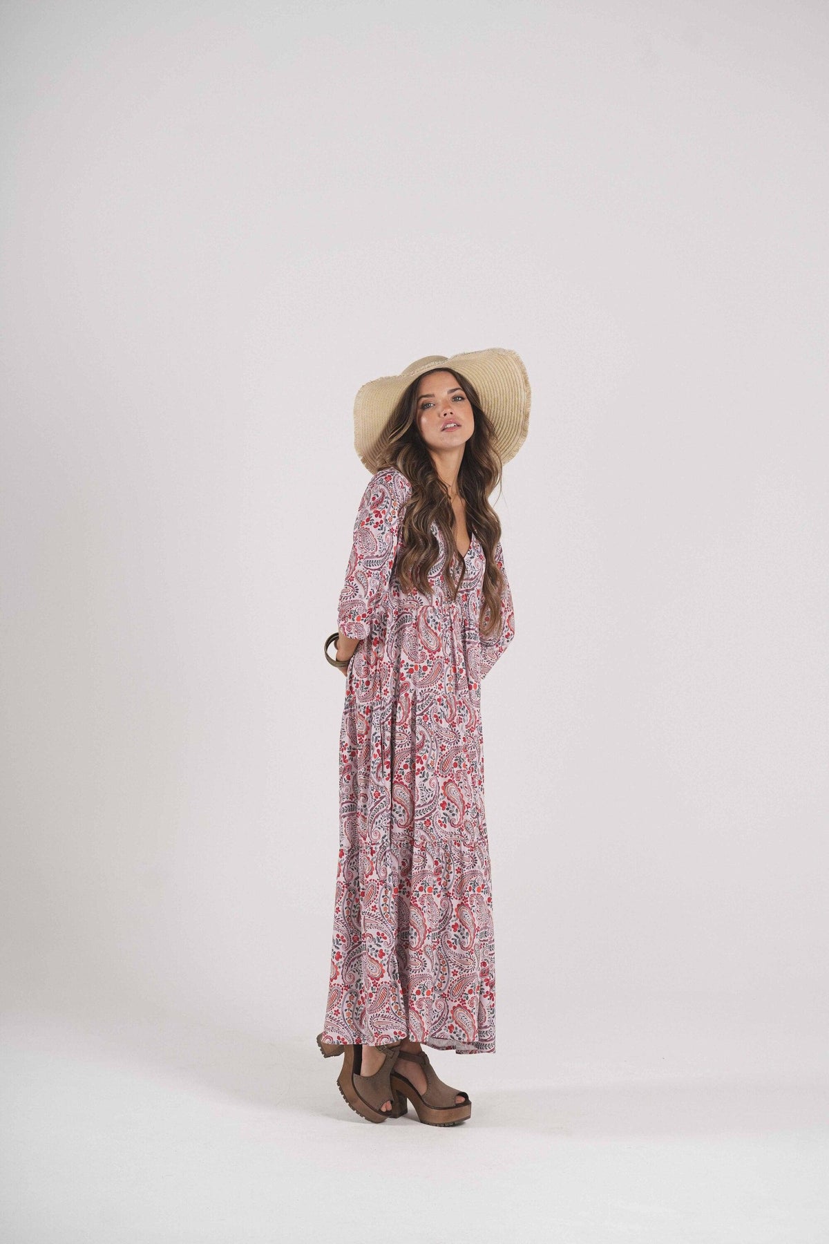 Long dress in printed knit