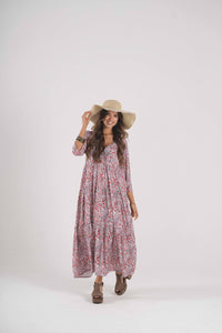 Long dress in printed knit