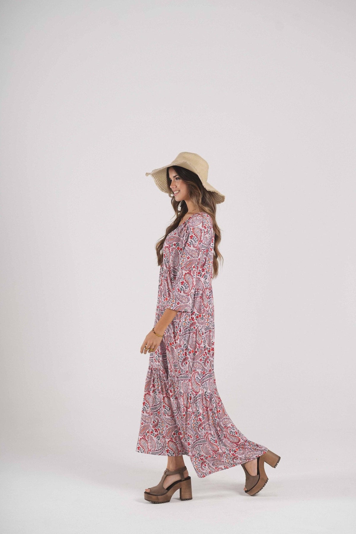 Long dress in printed knit