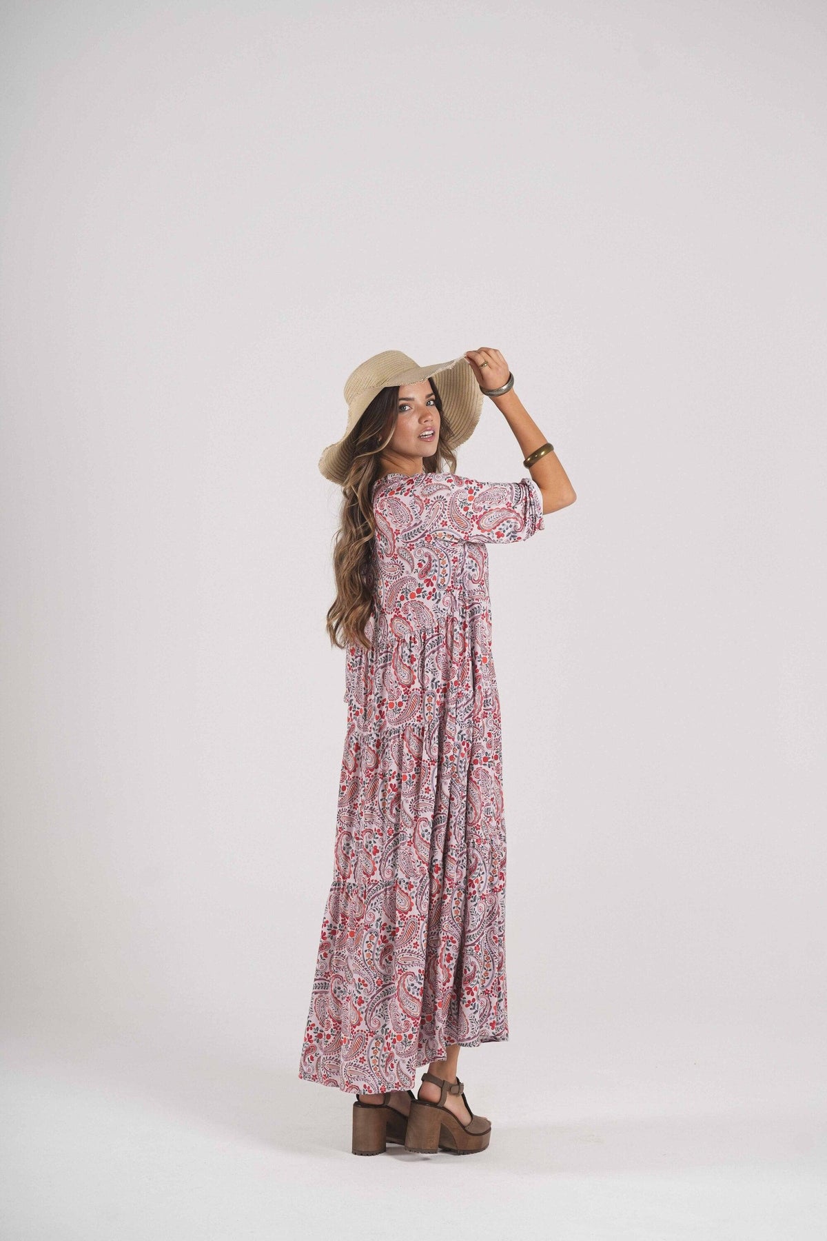 Long dress in printed knit