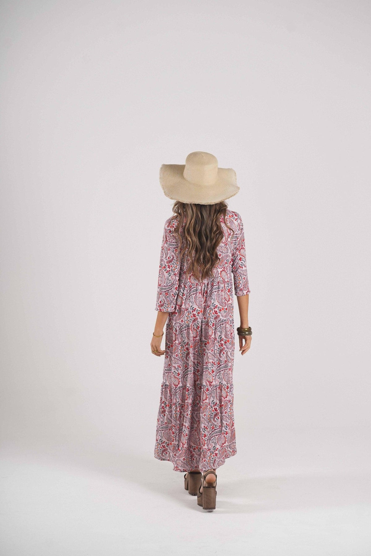 Long dress in printed knit