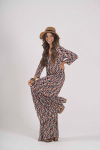 Long jumpsuit in printed knit