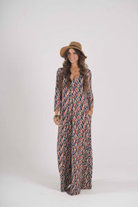 Long jumpsuit in printed knit