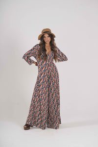 Long jumpsuit in printed knit