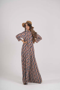 Long jumpsuit in printed knit