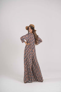 Long jumpsuit in printed knit