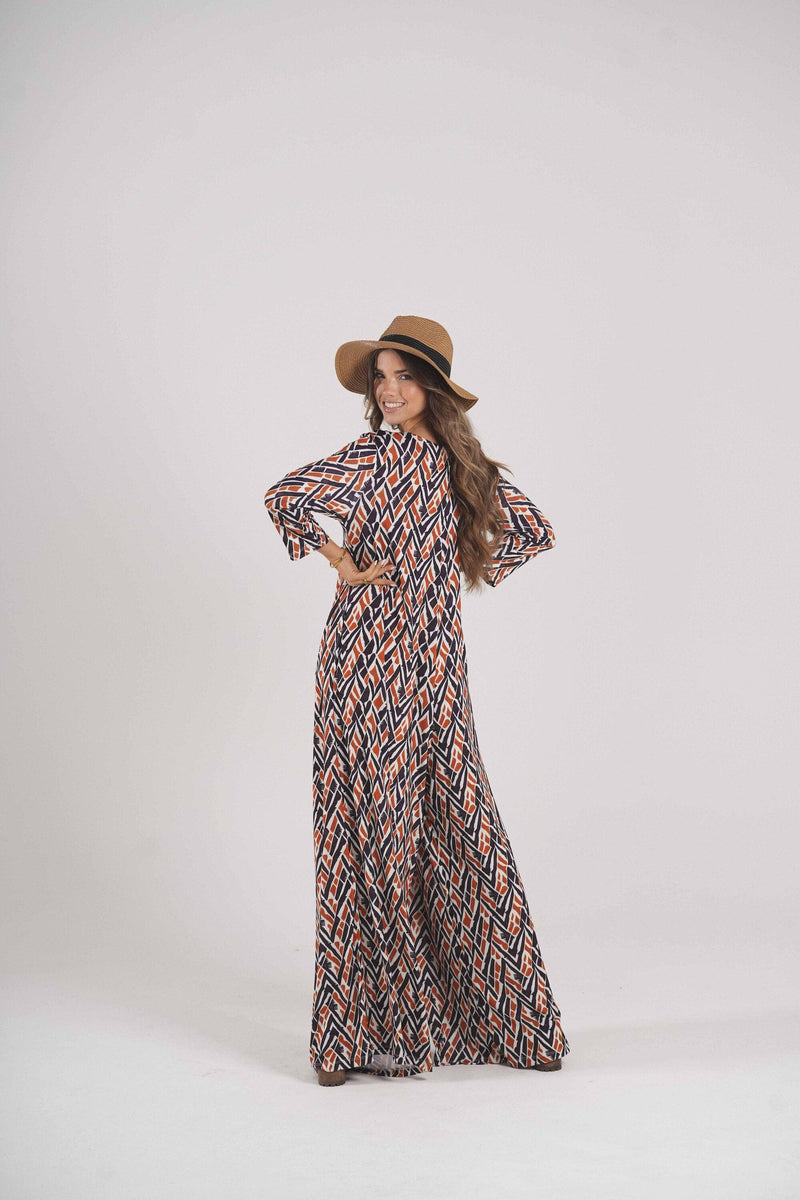 Long jumpsuit in printed knit