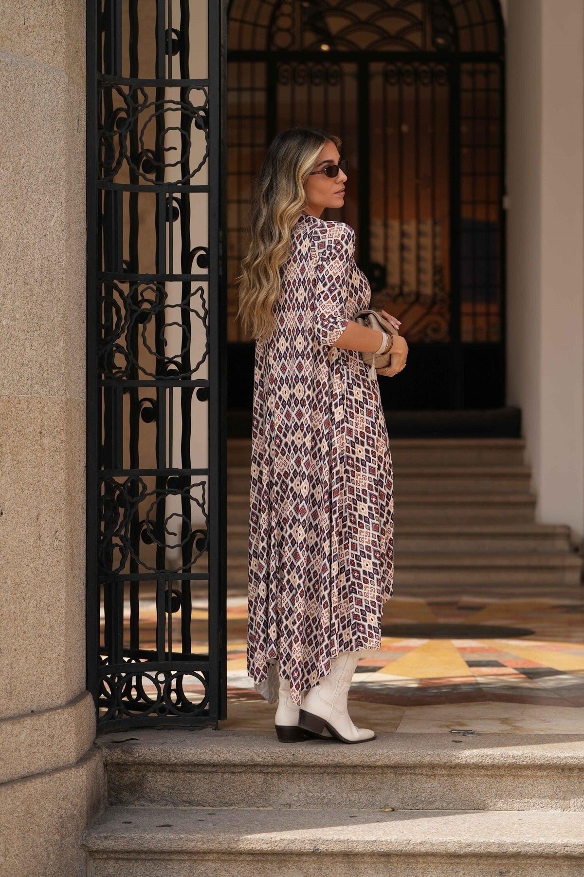 Long printed knit dress