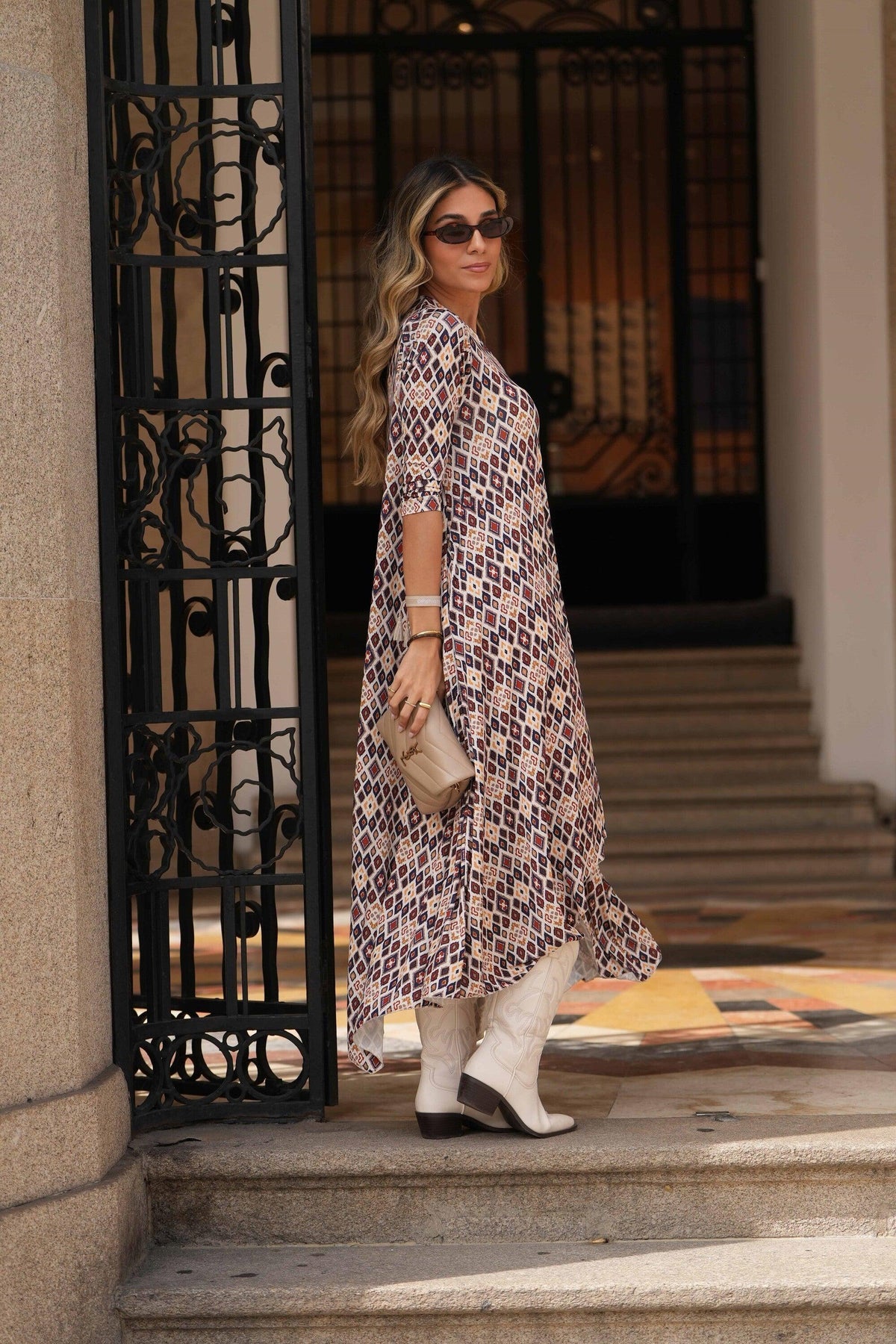 Long printed knit dress