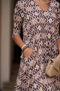 Long printed knit dress