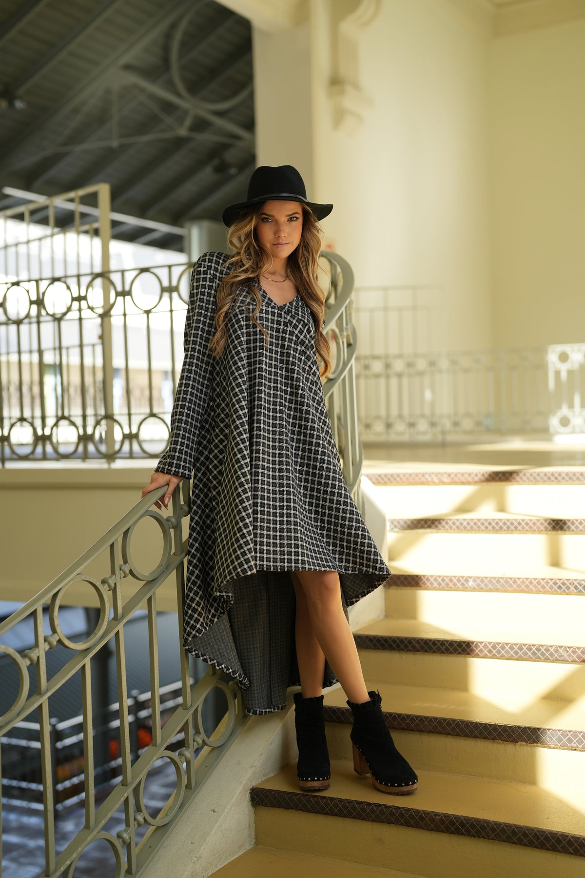 Asymmetrical plaid dress