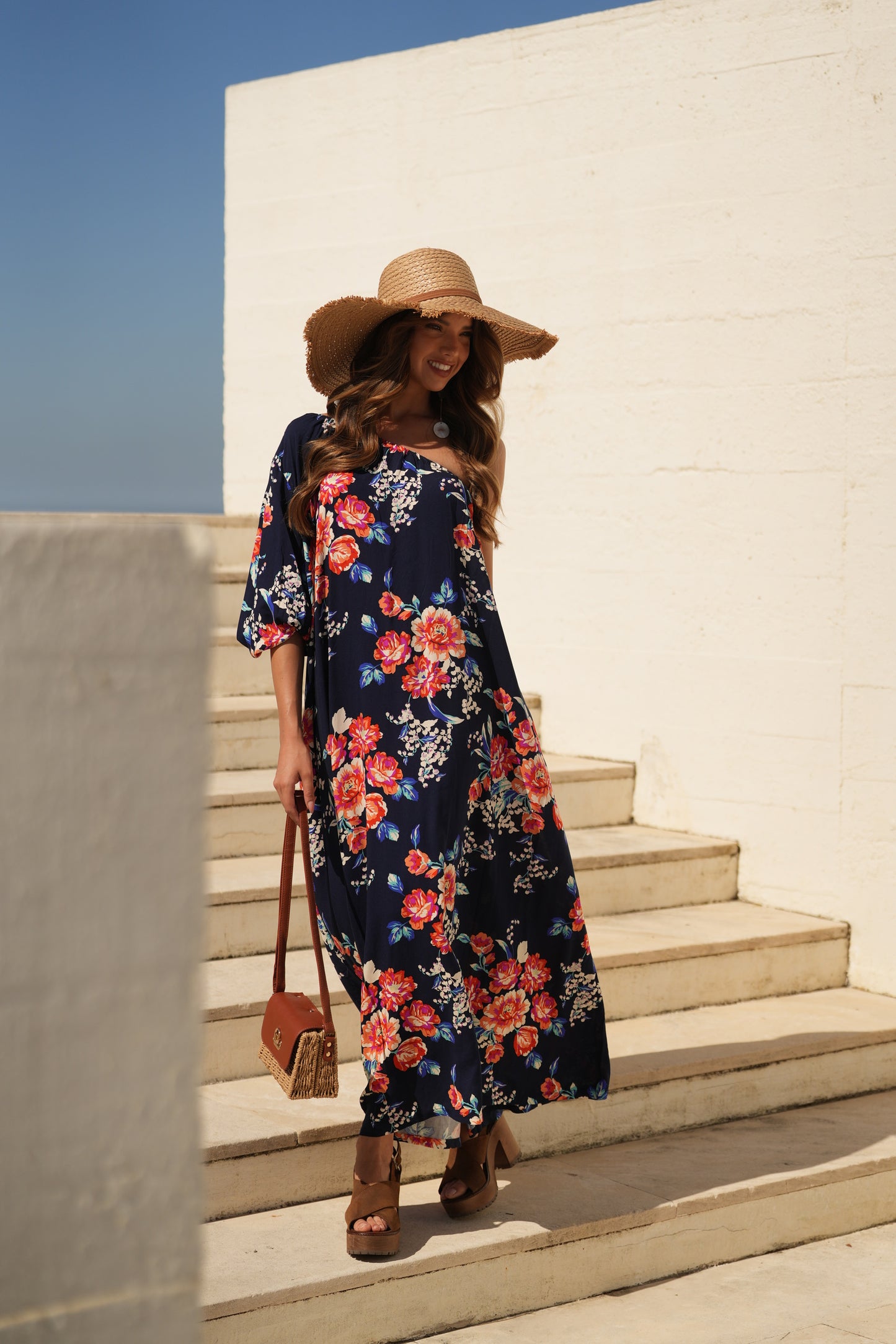 Vestido comprido estampado floral
