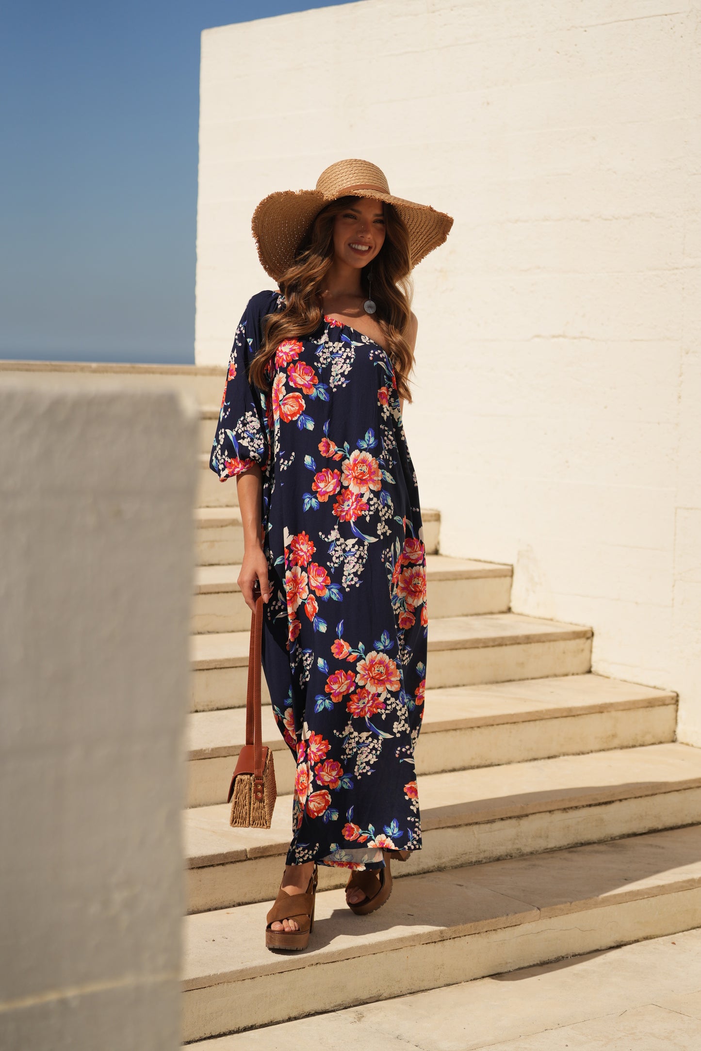 Vestido comprido estampado floral