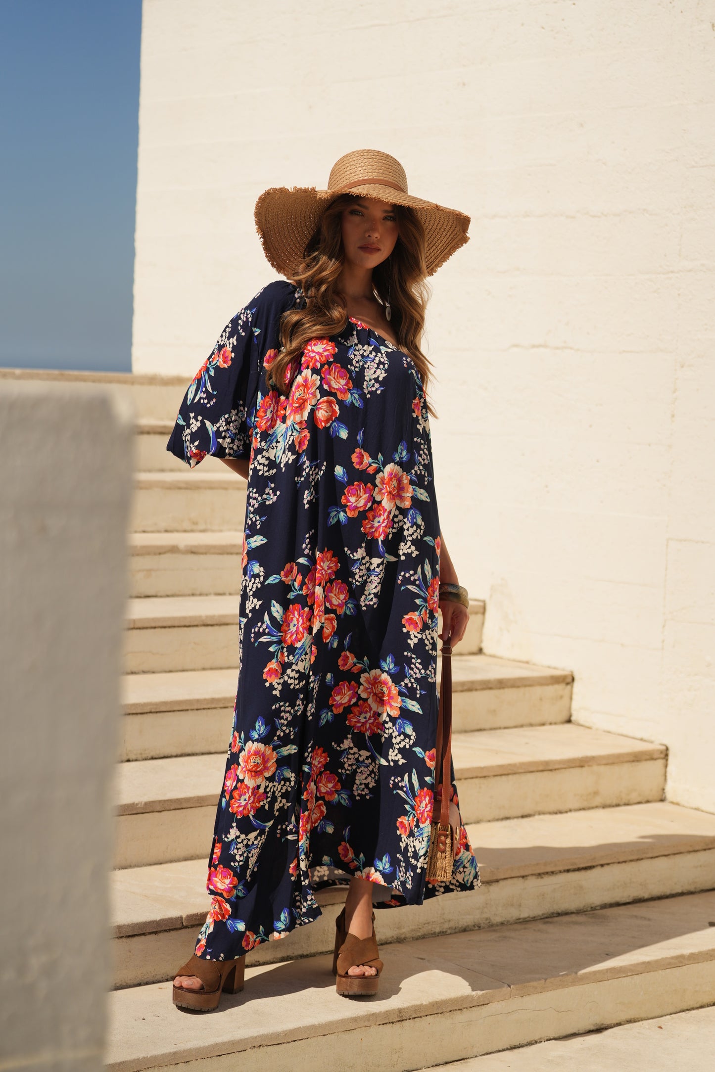 Vestido comprido estampado floral